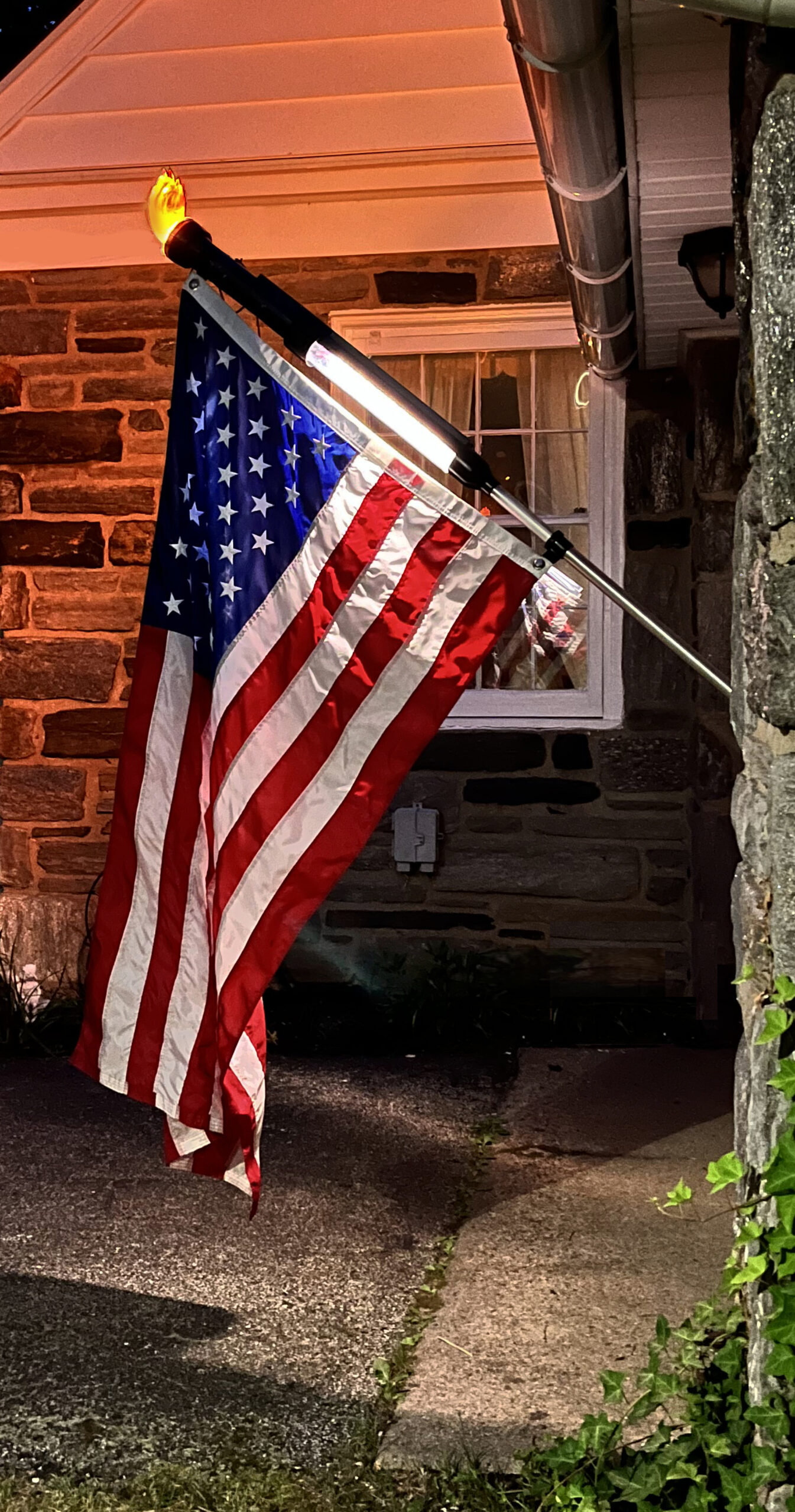 Flag beside house